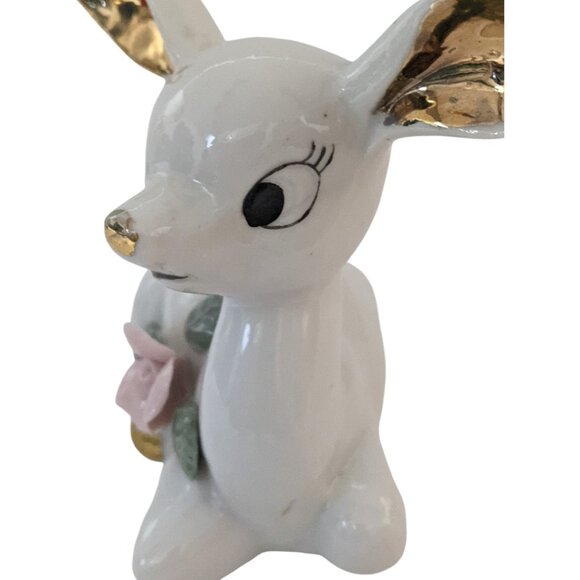 Thames Deer Figurines Set of 2 White Gold Tone Pink Mid Century Vtg Japan - Picture 11 of 16